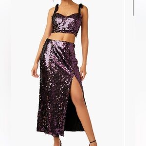 Free People Star Bright Sequin Two-Piece Crop Top &
Midi Skirt